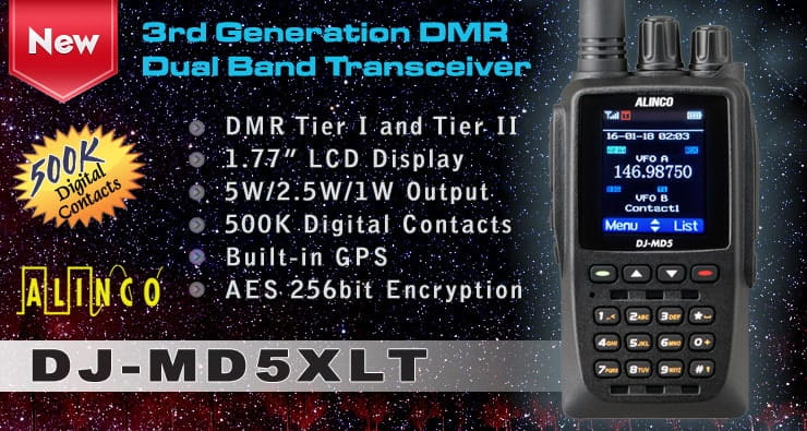 DJ-MD5XLT Transceptor Dual band VHF/UHF DMR GPS Alinco *OFERTA